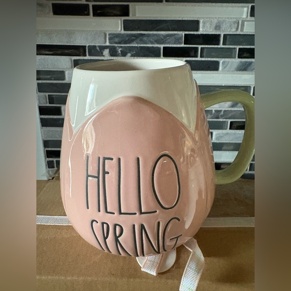 Rae Dunn Pink 'Hello Spring' Ceramic Mug